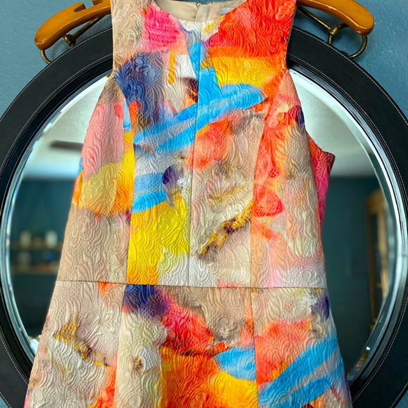 H&M knee length abstract watercolor dress size 4 - Picture 3 of 5